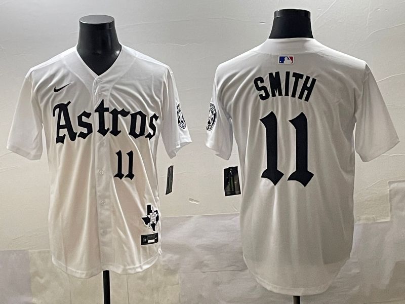 Men 2025 Houston Astros 11 Smith White Five generations Joint Name Nike MLB Jersey style 44